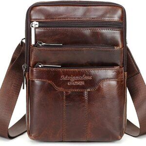 Men's Genuine Leather Cowhide Vintage Messenger Bag Shoulder Bag Crossbody Bag